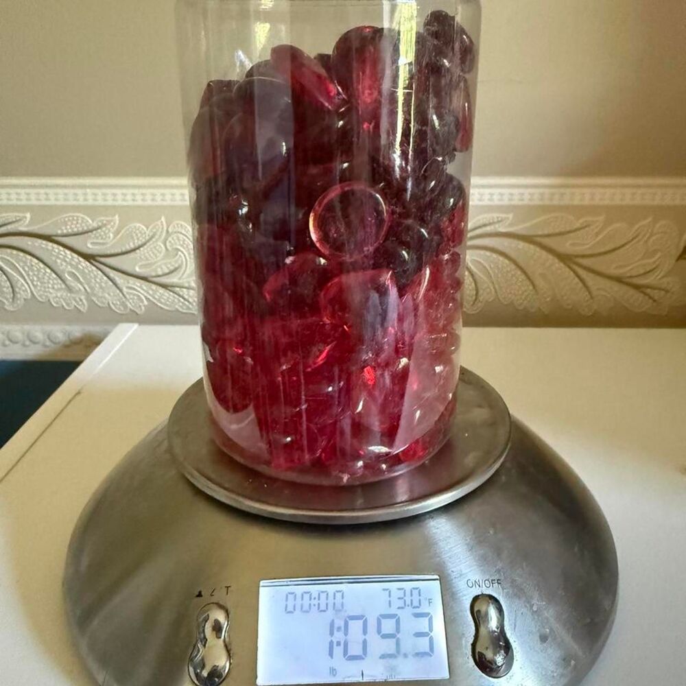 Red Glass Vase Filler Gems Decorative Glass Pebbles Heart Gems Misc. 1 lb